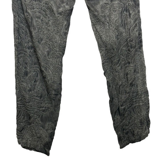 Johnny Was Pete & Greta Gray Wash Embroidered Pull on Pants Medium - Picture 8 of 11